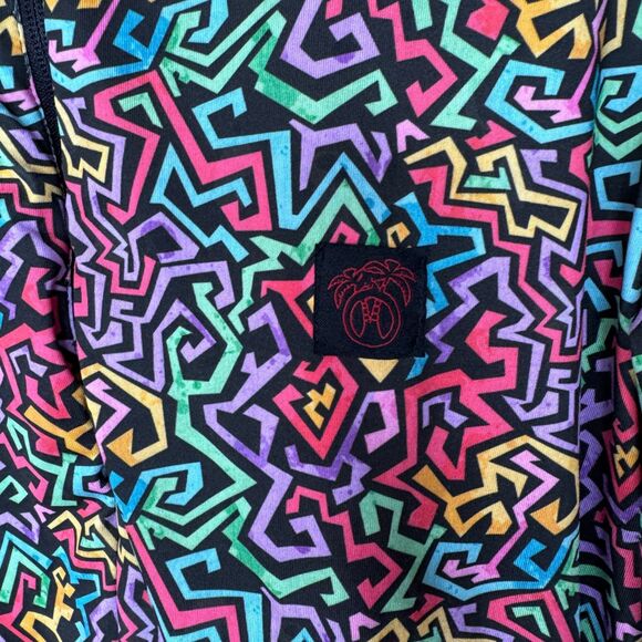 USA Palm Reversible sherpa & colorful funky art pattern jacket 90s style Size XS - Picture 12 of 15